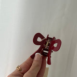 LOVELY RED BOW ~ ACETATE HAIRCLIP