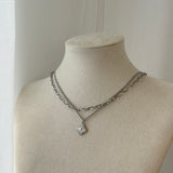 SILVER DOUBLE CLOVER ~ NECKLACE